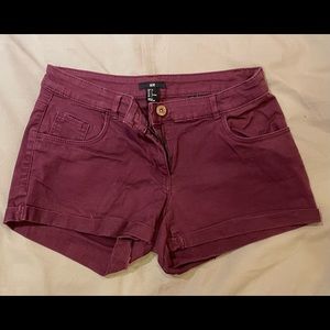 H&M maroon/purple distressed shorts
